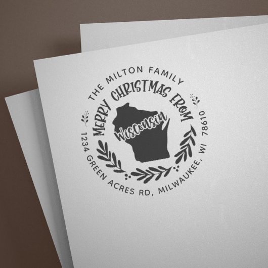 Rustiek Wisconsin Vrolijk Kerstmis Retouradres Rubberstempel