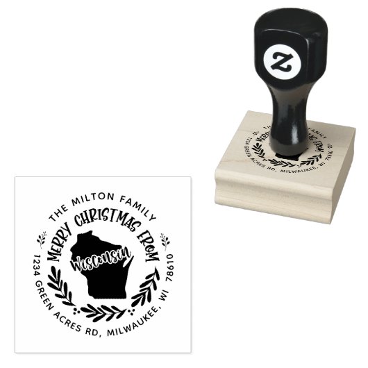 Rustiek Wisconsin Vrolijk Kerstmis Retouradres Rubberstempel (Gestempeld)