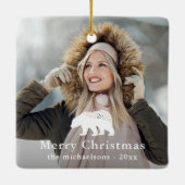 Rustiek Wit Beer Kerst Vakantie Foto Keramisch Ornament (Achterkant)