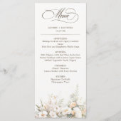 Rustiek wit bloeit bruiloft diner menu (Voorkant)