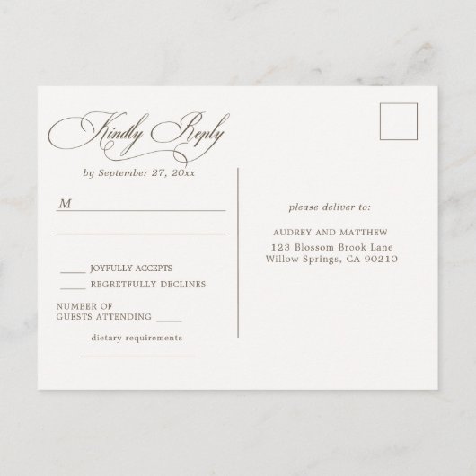 Rustiek wit bloeit bruiloft RSVP Briefkaart (Achterkant)