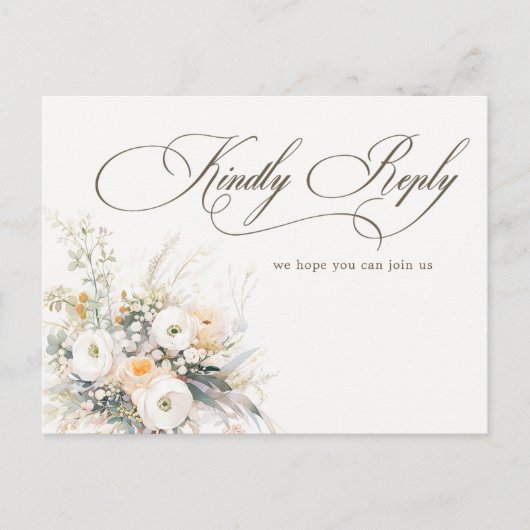 Rustiek wit bloeit bruiloft RSVP Briefkaart (Voorkant)