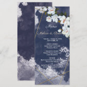Rustiek Wit Bloemen Bruiloft Menu (Voorkant / Achterkant)