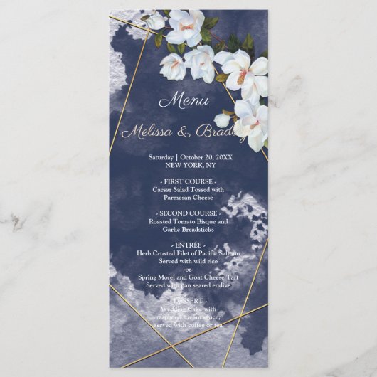 Rustiek Wit Bloemen Bruiloft Menu (Voorkant)