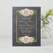 Rustiek Wit Bloemen Chalkboard Formal | Bruiloft Kaart (Staand voorkant)