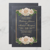 Rustiek Wit Bloemen Chalkboard Formal | Bruiloft Kaart (Voorkant / Achterkant)