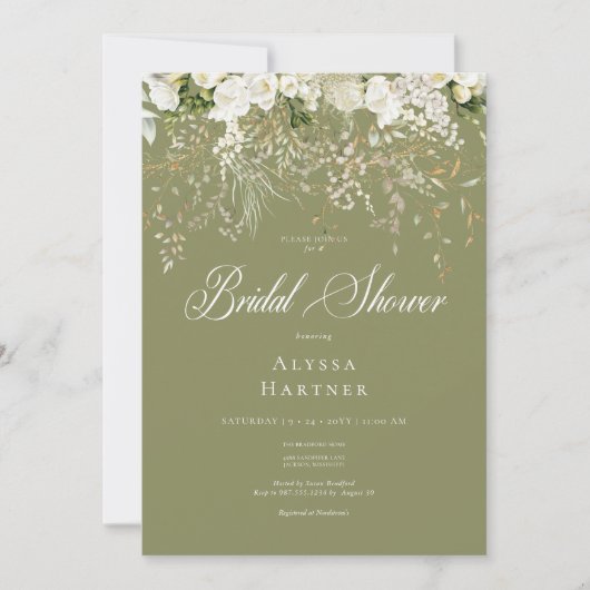 Rustiek wit bloemendruppel salie groen Vrijgezelle Kaart (Voorkant)