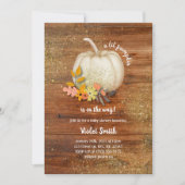 Rustiek Wit en Goud Pompoen Baby shower Invite Kaart (Voorkant)