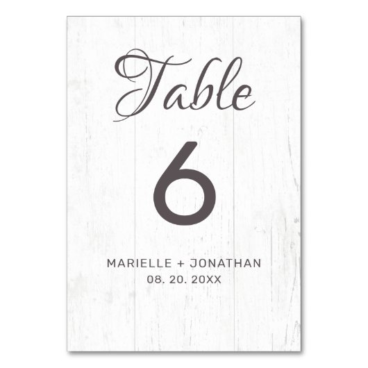 Rustiek Wit en Grijs Verweerd Houten Huwelijk Kaart (Voorkant)