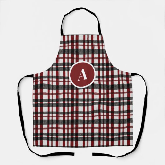 Rustiek wit en rood geruite patroon schort (Voorkant)