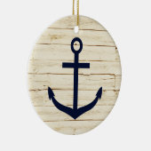 Rustiek wit Faux hout met Anker Keramisch Ornament (Rechts)