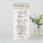 Rustiek Wit Gewassen Hout en Kant Wedding Menu (Staand voorkant)