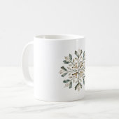Rustiek Wit Groen Kerst Sneeuwvlok Koffiemok (Voorkant links)