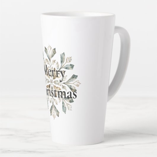 Rustiek Wit Groen Kerst Sneeuwvlok Latte Mok (Rechterhoek)