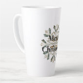 Rustiek Wit Groen Kerst Sneeuwvlok Latte Mok (Linkerhoek)