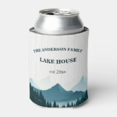 Rustiek Wit Hout Aangepaste familienaam Lake House Blikjeskoeler (Blikje Voorkant)