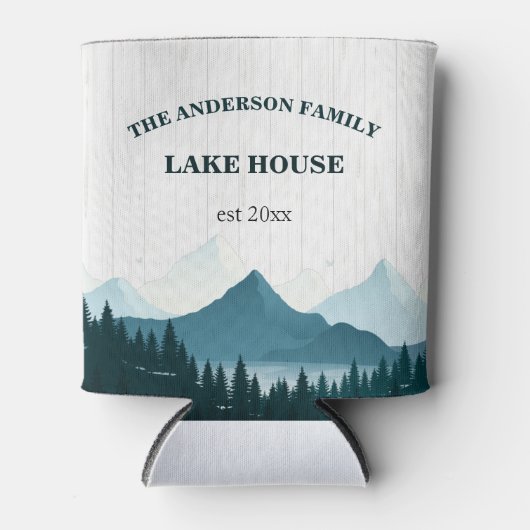 Rustiek Wit Hout Aangepaste familienaam Lake House Blikjeskoeler (Voorkant)