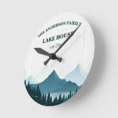 Rustiek Wit Hout Aangepaste familienaam Lake House Ronde Klok (Hoek)