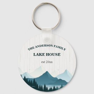 Rustiek Wit Hout Aangepaste familienaam Lake House Sleutelhanger