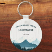 Rustiek Wit Hout Aangepaste familienaam Lake House Sleutelhanger (Voorkant)