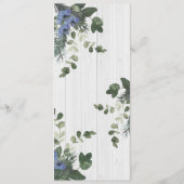 Rustiek Wit Hout Bloemen & Pine Menu Kaart (Achterkant)