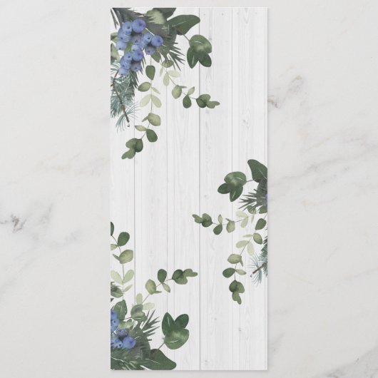 Rustiek Wit Hout Bloemen & Pine Menu Kaart (Achterkant)