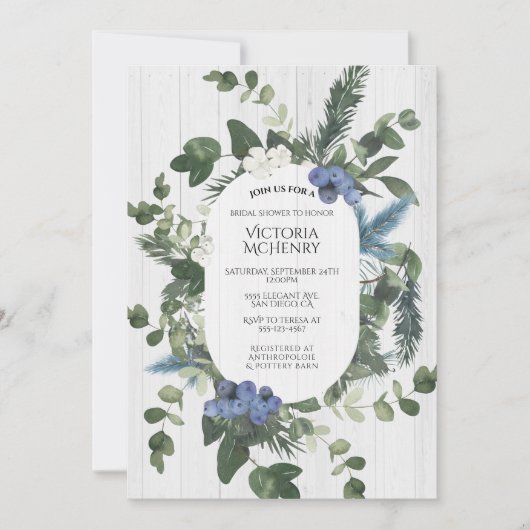 Rustiek Wit Hout Bloemen & Pine Vrijgezellenfeest Kaart (Voorkant)