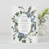 Rustiek Wit Hout Bloemen & Pine Vrijgezellenfeest Kaart (Staand voorkant)