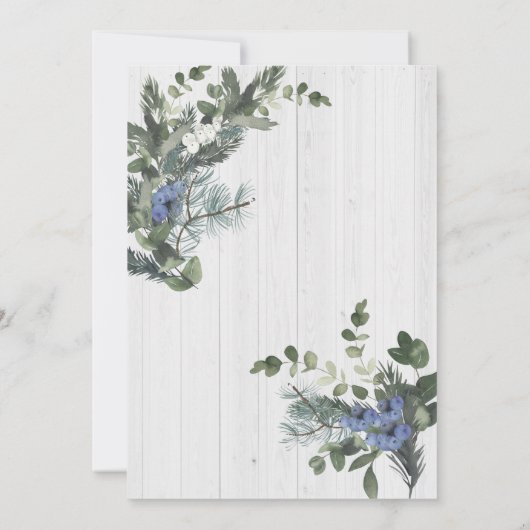 Rustiek Wit Hout Bloemen & Pine Vrijgezellenfeest Kaart (Achterkant)