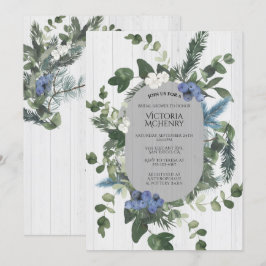 Rustiek Wit Hout Bloemen & Pine Vrijgezellenfeest Kaart