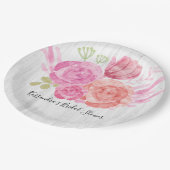 Rustiek Wit Hout Bloemen Vrijgezellenfeest Borden Papieren Bordje (Gekanteld)