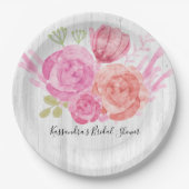 Rustiek Wit Hout Bloemen Vrijgezellenfeest Borden Papieren Bordje (Voorkant)