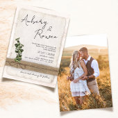 Rustiek Wit Hout Eco Eucalyptus Fotobruiloft Kaart