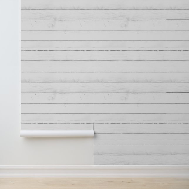 Rustiek Wit Hout Herhaal Waterverf Behang (Applicatie)