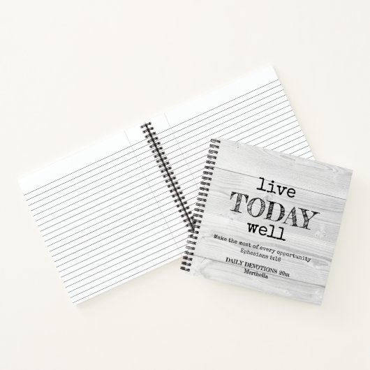 Rustiek wit hout LEEF VANDAAG GOED Dagelijkse Devo Notitieboek (Binnen)