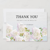 Rustiek wit hout roze mint rozen Dank u Kaart (Voorkant)