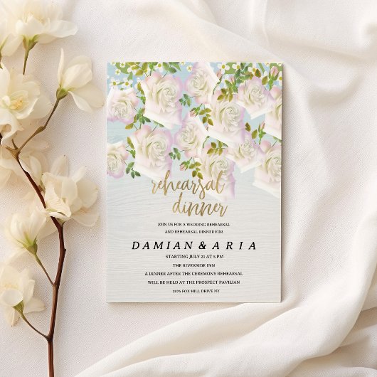 Rustiek wit hout roze mint rozen Repetitie Diner Kaart