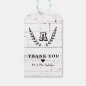 Rustiek wit hout Shabby Chic Laurel bruiloft gunst Cadeaulabel (Voorkant)