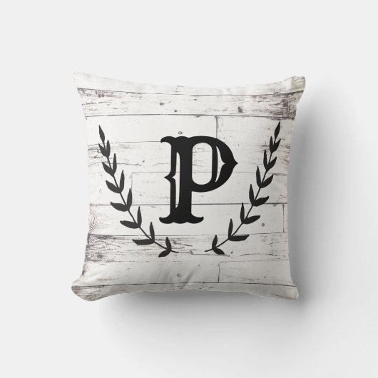 Rustiek Wit Hout Shabby Chic Laurier Landelijk Kussen (Voorkant)