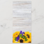 Rustiek wit hout zonnebloem bloemenbruiloft Menu (Achterkant)
