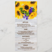Rustiek wit hout zonnebloem bloemenbruiloft Menu (Voorkant)
