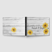Rustiek wit hout zonnebloemen bruiloft gastenboek