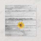Rustiek Wit Hout Zonnebloemen Bruiloft Hotel Informatiekaartje (Achterkant)