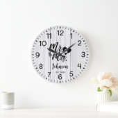 Rustiek Wit houten Elegant Script Mr & Mrs. Grote Klok (Huis)