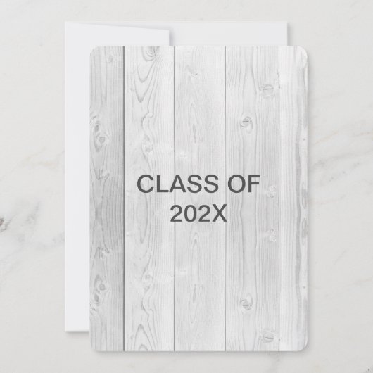 Rustiek Wit Houten Foto Afstuderen Invitation Kaart (Achterkant)