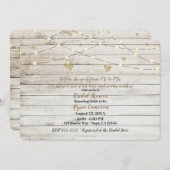 Rustiek Wit Houten Lichten & Harten Vrijgezellenfe Kaart (Voorkant / Achterkant)