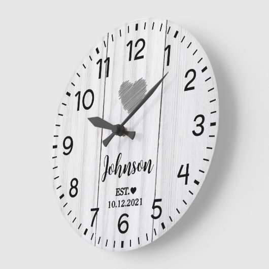 Rustiek Wit houten Liefde aangepaste naam Grote Klok (Hoek)