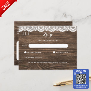 Rustiek Wit Kant Bruiloft RSVP Voor Matching Inv Briefkaart