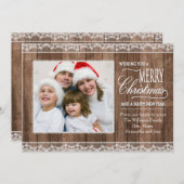 Rustiek Wit Kant & de Houten Kaart van de Foto van (Voorkant / Achterkant)