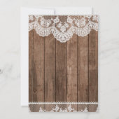 Rustiek Wit Kant en Hout Repetitie Diner Invite Kaart (Achterkant)